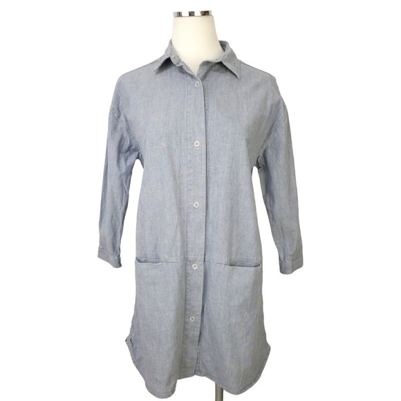 Roamers & Seekers Women's Cotton Tunic Shirt 3/4 Sleeve Size Medium Chambray - Picture 1 of 14
